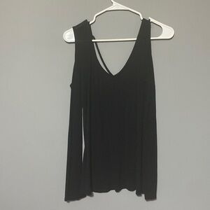 Black cold shoulder long sleeve top